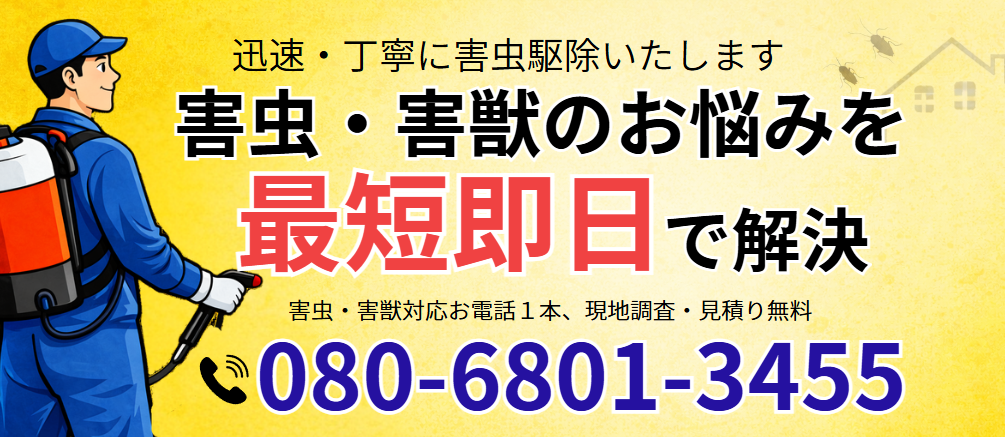 あなたの害虫・害獣駆除を最速30分で即解決します！